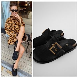 Zara Cowhide Leather Clogs